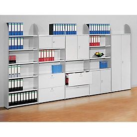 Estantería de oficina Dante®, módulo de estantería, Al 2250 x An 800 mm, sin pared trasera, gris luminoso