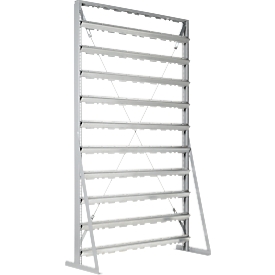 Estantería de pedestal, montable por un lado, 10 filas, sin cubos abiertos, ancho 1145 x fondo 400 x alto 1950 mm, acero, gris