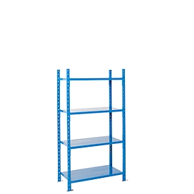 Estantería ensamblable módulo base c. 4 estantes de chapa de acero, An 1260 x P 500 x Al 2000 mm