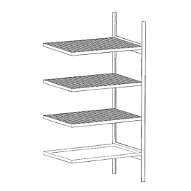 Estantería para envases pequeños BAUER S 3018-4E, Estantería adicional, An 1000 x P 600 x Al 2000 mm, 3 bases de rejilla, 1 cubeta colectora