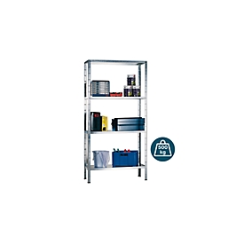 Estantería sin tornillos, H 1800 x W 1000 x D 350 mm, galvanizada