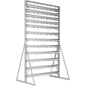 Estantería vertical, instalable por 2 lados, 13 filas, sin cajones abiertos, ancho 1145 x fondo 800 x alto 1950 mm, acero, gris