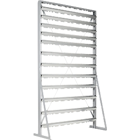 Estantería vertical, montable por un lado, 12 filas, sin cajones abiertos, ancho 1145 x fondo 400 x alto 1950 mm, acero, gris