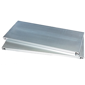 Estantes, para armarios de material sin separación central & con A 950 mm, hasta 50 kg, A 950 x P 500 mm, acero galvanizado, plata