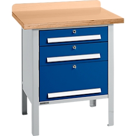 Établi à caisson Schäfer Shop Select PWi 75-7, plateau multiplex décor hêtre, jusqu'à 750 kg, L 750 x P 700 x H 840 mm