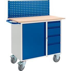 Établi avec armoire, 4 tiroirs et multiparoi/plaque modulaire perforée