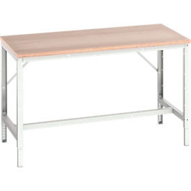 Etabli Bott verso, plateau en multiplex, avec jeu d'entretoises, L 1500 x P 800 x H 780 - 930 mm, RAL 7035 gris clair