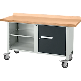 Etabli mobile Schäfer Shop Select PWi 150-1, plateau en hêtre multiplex, jusqu'à 400 kg, L 1500 x P 700 x H 840 mm