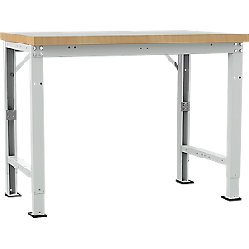 Établi Profi Spezial Manuflex, plateau de table en plastique, 1250 x 700 mm, gris clair