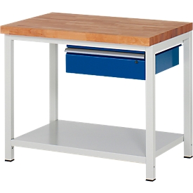 Établi série 8001, fixe, hauteur ajustable, l. 1000 x P 700 x H 840 – 1040 mm