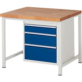 Établi série 8159, 3 tiroirs, l. 1000 x P 900 x H 840 mm