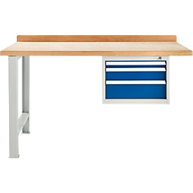 Établi TOP avec 3 tiroirs, unité d'extension, l. 1500 mm, gris clair