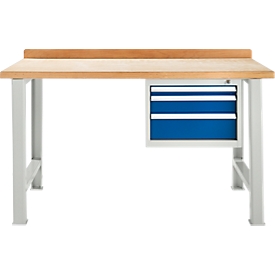 Établi TOP avec 3 tiroirs, unité de base, l. 1500 mm, gris clair 