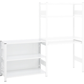 Etagère annexe pour ORDO Home Etagère enfichable, 3 étagères, multifonctionnelle, mobile, L 1060 x P 435 x H 825 mm, blanc trafic RAL 9016