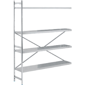 Étagère d'appoint, acier inoxydable, étagères fermées, L 1475 x P 400 mm
