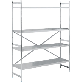 Etagère de base, acier inoxydable, étagères fermées, L 1500 x P 500 mm