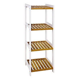 Étagère HAKU, 4 tablettes supportant chacune jusqu'à 20 kg, L 350 x P 330 x H 1120 mm, bois, blanc/bambou naturel
