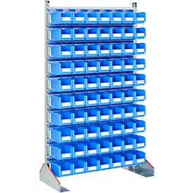 Étagères de stockage sur pied à un seul côté, L 1130 x P 500 x H 1885 mm, 70 x 3 l, bleu