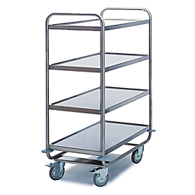 Etagewagen voor laboratorium en productie, 4 etages, 800 x 500 mm