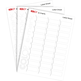 Etiketten für digitalen Stempel COLOP e-mark®, 48 x 18 mm, blanko, Papier, selbstklebend, 10 Bogen á 30 Stück
