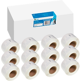 Etiketten G&amp;G, compatibel met Dymo 99010/s0722370, 12x130 st, afsnijdbaar, B 89 x H 28 mm, wit