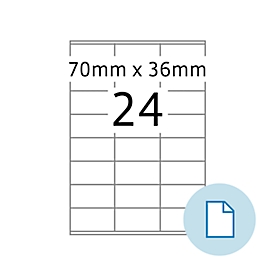 Etiketten HERMA 8418, permanente kleefstof, bedrukbaar, B 70 x H 36 mm, papier, wit, 12000 stuks/500 vellen