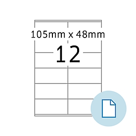 Etiketten HERMA 8419, permanente kleefstof, bedrukbaar, B 105 x H 48 mm, papier, wit, 6000 stuks/500 vellen
