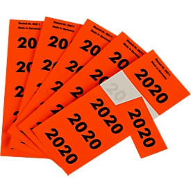 Etiketten Jahreszahl "2020" rot, Aufkleber, 100 Stück