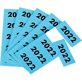 Etiketten „Jahreszahl 2022“, selbstklebend, B 60 x H 28 mm, blau, 100 Stück
