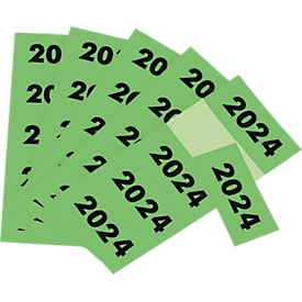 Etiketten „Jahreszahl 2024“, selbstklebend, B 60 x H 28 mm, grün, 100 Stück