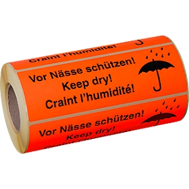 Etiquetas de advertencia Proteger de la humedad, 500 piezas