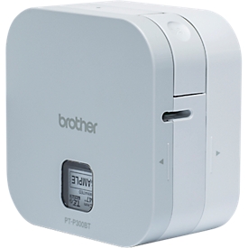 Etiqueteuse Brother P-touch Cube, Bluetooth, iOS/Android, 20 mm/sec, pour étiquettes 3,5/6/9/12 mm, ruban TZe 12 mm inclus, L 112 x P 61 x H 115 mm, blanc