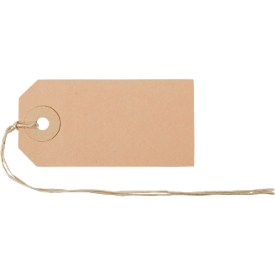 Étiquettes à attacher Biella, avec ficelle, L 75 x l 35 mm, marron, 50 pièces
