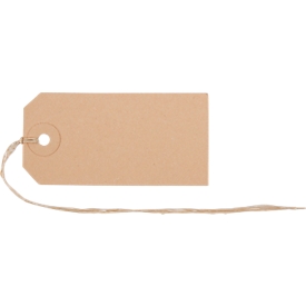 Étiquettes à suspendre Biella, avec ficelle et œillet, L 40 x H 80 mm, carton, marron, 50 pièces