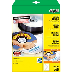 Étiquettes CD/DVD (LA 525) taille classique sigel®