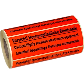 Étiquettes d’avertissement, « Attention ! Appareillage électrique ultrasensible ! », 500 p.