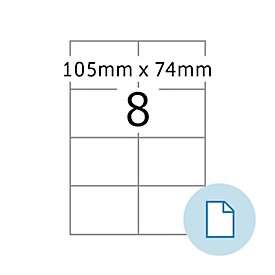 Étiquettes de feuille HERMA 8408, adhésives en permanence, imprimables, L 105 x H 74 mm, papier, blanc, 4000 pièces/500 feuilles