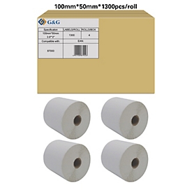 Étiquettes G&amp;G, compatibles avec Zebra 87000, 100 x 50 mm, autocollantes, papier thermique, blanches, 4 x 1300 pièces