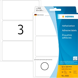 Étiquettes multi-usages Herma, 52 x 100 mm, adhésives, permanentes, mates, 96 pièces, blanches