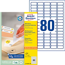 Étiquettes multifonctionnelles universelles Avery Zweckform, 8000 étiquettes, 35,6 x 16,9 mm