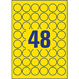 Étiquettes polyéthylène ultra-résistantes Avery Zweckform, Ø 30 mm, permanent, jaune