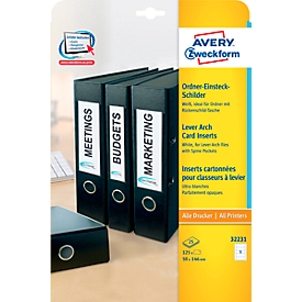 Étiquettes pour classeurs à insérer larges, 50 x 146, largeur de tranche 25 mm