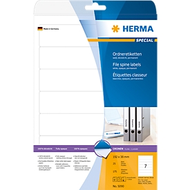 Étiquettes pour classeurs A4 Herma, 192 mm de longueur, adhésif permanent/imprimable, 175 p., blanc