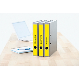 Étiquettes pour classeurs A4 Herma, 297 mm, adhésif permanent/imprimable, 100 p., jaune