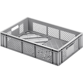 Euro Box bac à fruits et légumes, qualité alimentaire, capacité 24,87 L, version ajourée, gris