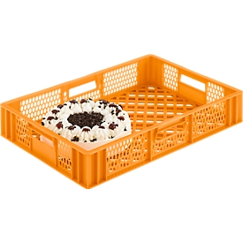 Euro Box Bäcker-Kasten, lebensmittelecht, Inhalt 15,4 L, durchbrochene Version, gelb-orange