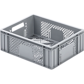 Euro Box groente- en fruitkist, voedselveilig, inhoud 11,9 L, opengewerkte versie, grijs