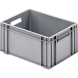 Euro box Ringoplast, suitable for shelving inserts, closed, with 2 openings, L 400 x W 300 x H 193 mm, gray
