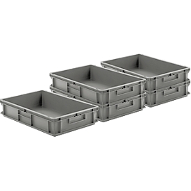 Euro Box SSI Schäfer EF 6120, 23,3 l, Durchfassgriff, Polypropylen, grau, 5 Stück
