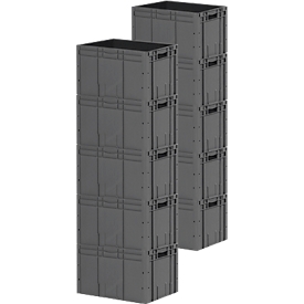 Euro Box SSI Schäfer LTF 6320 serie, inhoud 62,7 l, tot 30 kg, doorlopende handgreep, L 600 x B 400 mm, Blaue Engel, gerecycled PP, ijzergrijs, 10 stuks